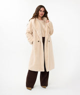 Esqualo Shawl Collar Faux Fur Coat Sand