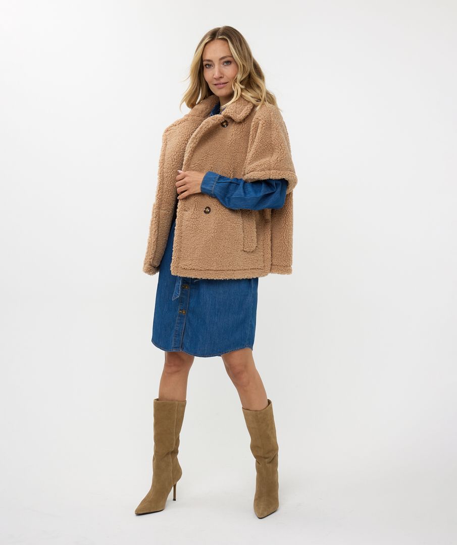 Esqualo Oversized Poncho Teddy Brandy