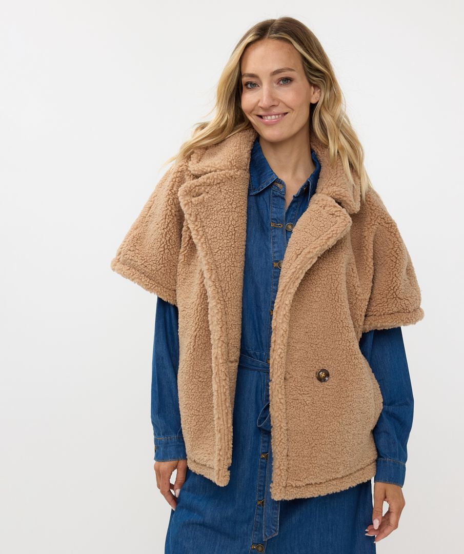 Esqualo Oversized Poncho Teddy Brandy