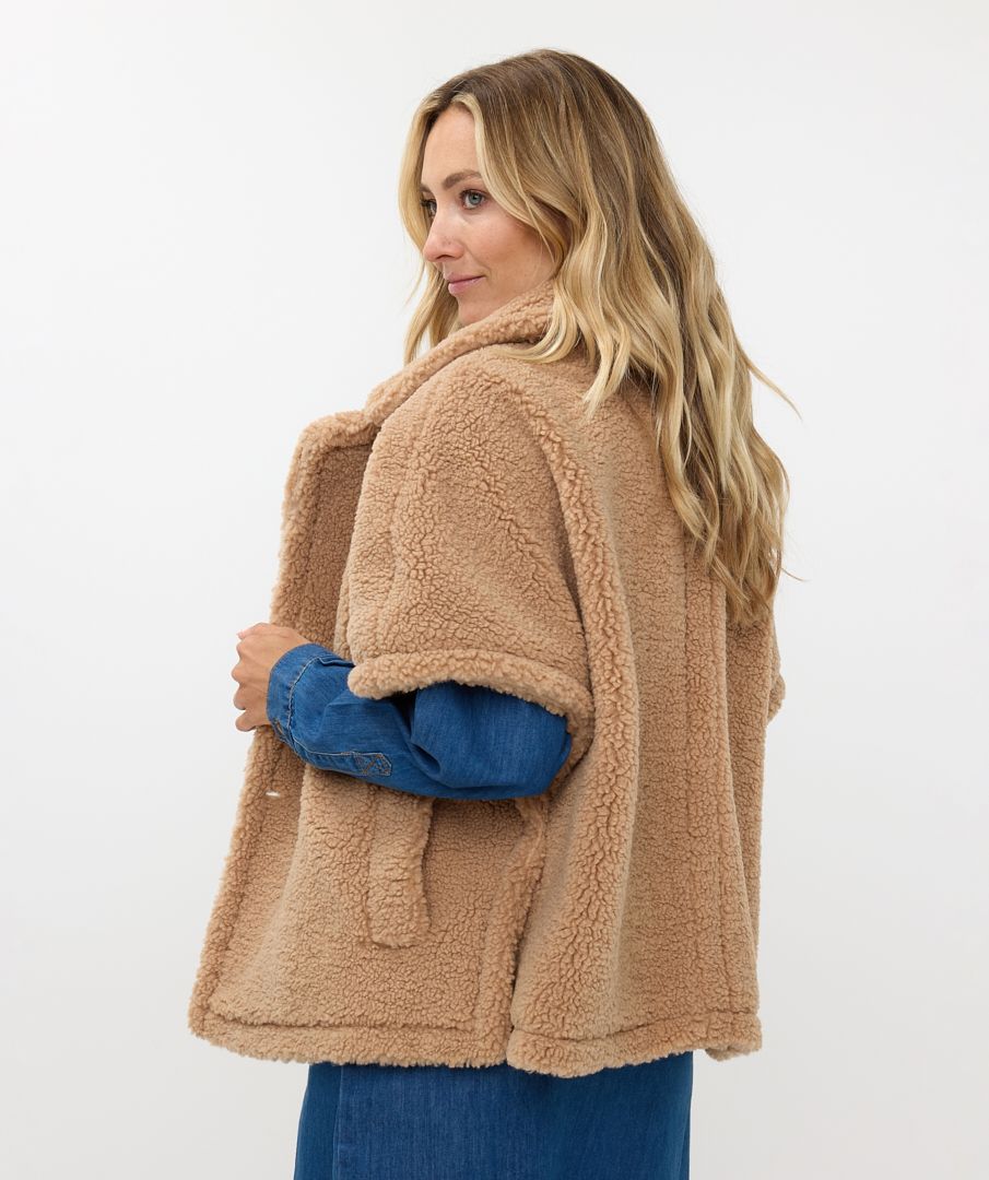 Esqualo Oversized Poncho Teddy Brandy