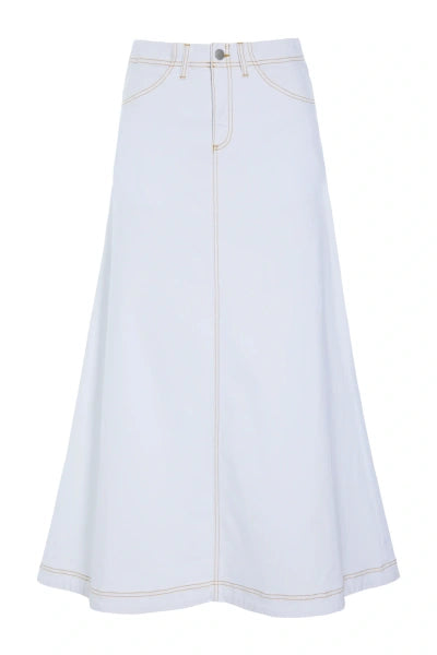 BITTE KAI RAND High Waisted Stretch Denim Skirt Off White 15031
