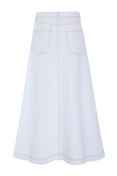 BITTE KAI RAND High Waisted Stretch Denim Skirt Off White 15031