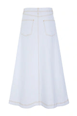 BITTE KAI RAND High Waisted Stretch Denim Skirt Off White 15031