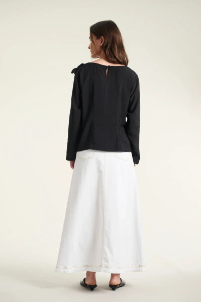 BITTE KAI RAND High Waisted Stretch Denim Skirt Off White 15031