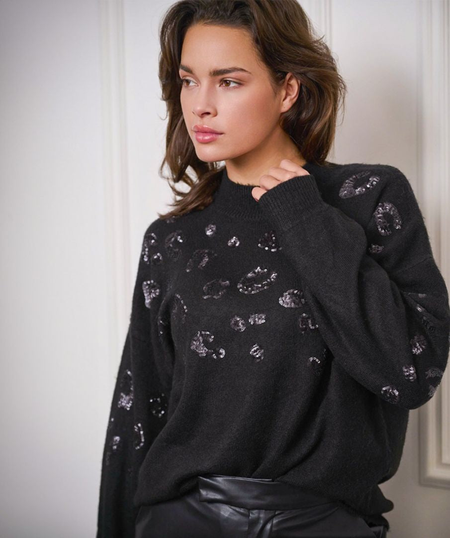 Esqualo Sequin Sweater Black