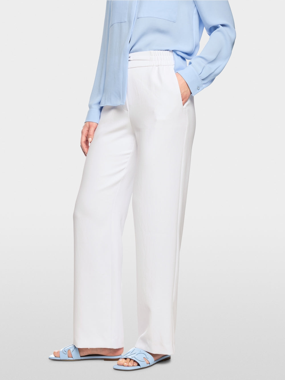 Marc Cain Collections WASHINGTON Wide Fit Pull up Pants White AC81.79W03