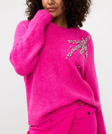 EsQualo Sweater Embellished Cerise Pink