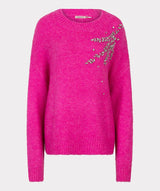 EsQualo Sweater Embellished Cerise Pink