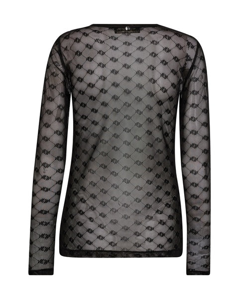 Mos Mosh Loretta Velvet Mesh Blouse Black