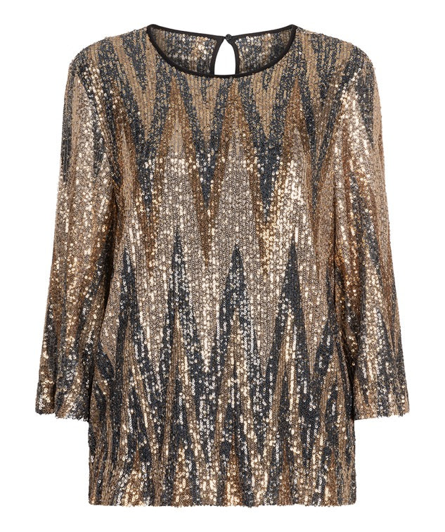 EsQualo ZigZag Sequin Blouse