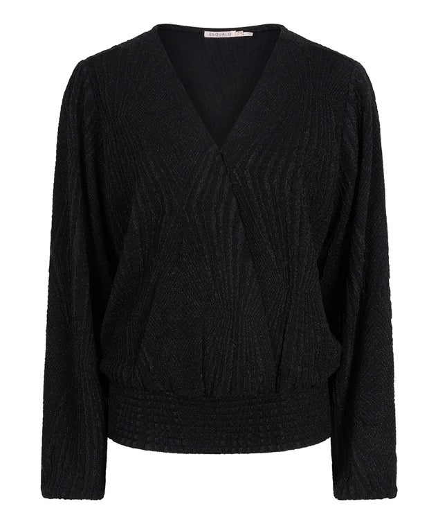 EsQualo Stretch Jacquard Blouse Black