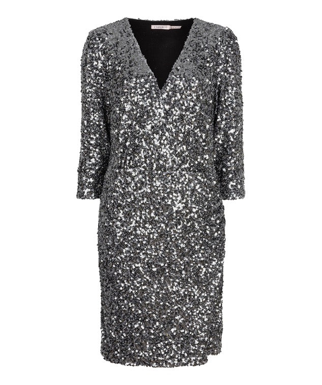 EsQualo Silver Sequin Dress