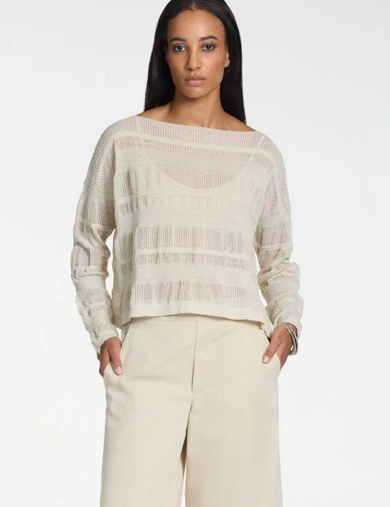 Sarah Pacini Cropped Sweater Linen Jacquard ( Colour Linen ) 11.064.02
