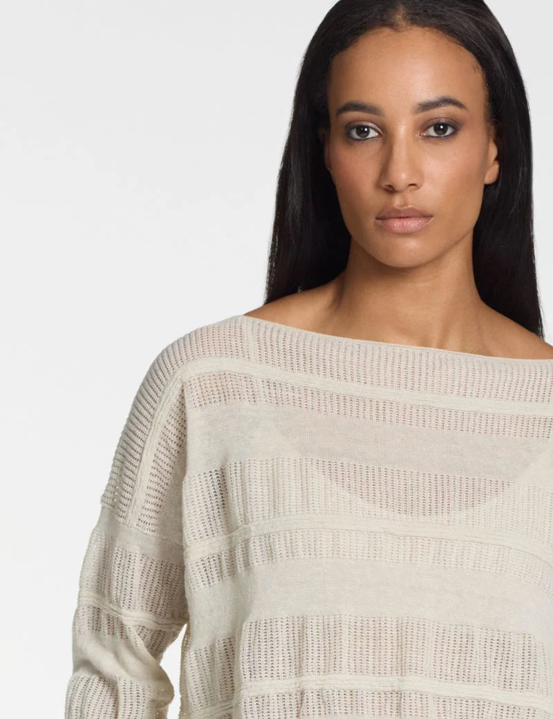 Sarah Pacini Cropped Sweater Linen Jacquard ( Colour Linen ) 11.064.02