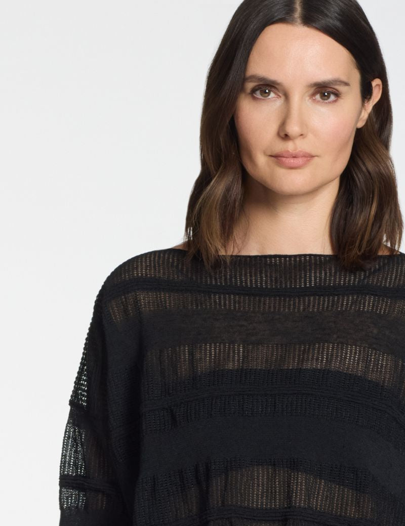 Sarah Pacini Cropped Sweater Linen Jacquard Black 11.064.02