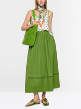 Marc Cain Collections Flared Maxi Skirt with Lace Bright Ecru AC71.28W50