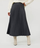 Esqualo Vegan Leather Plisse Skirt Grey