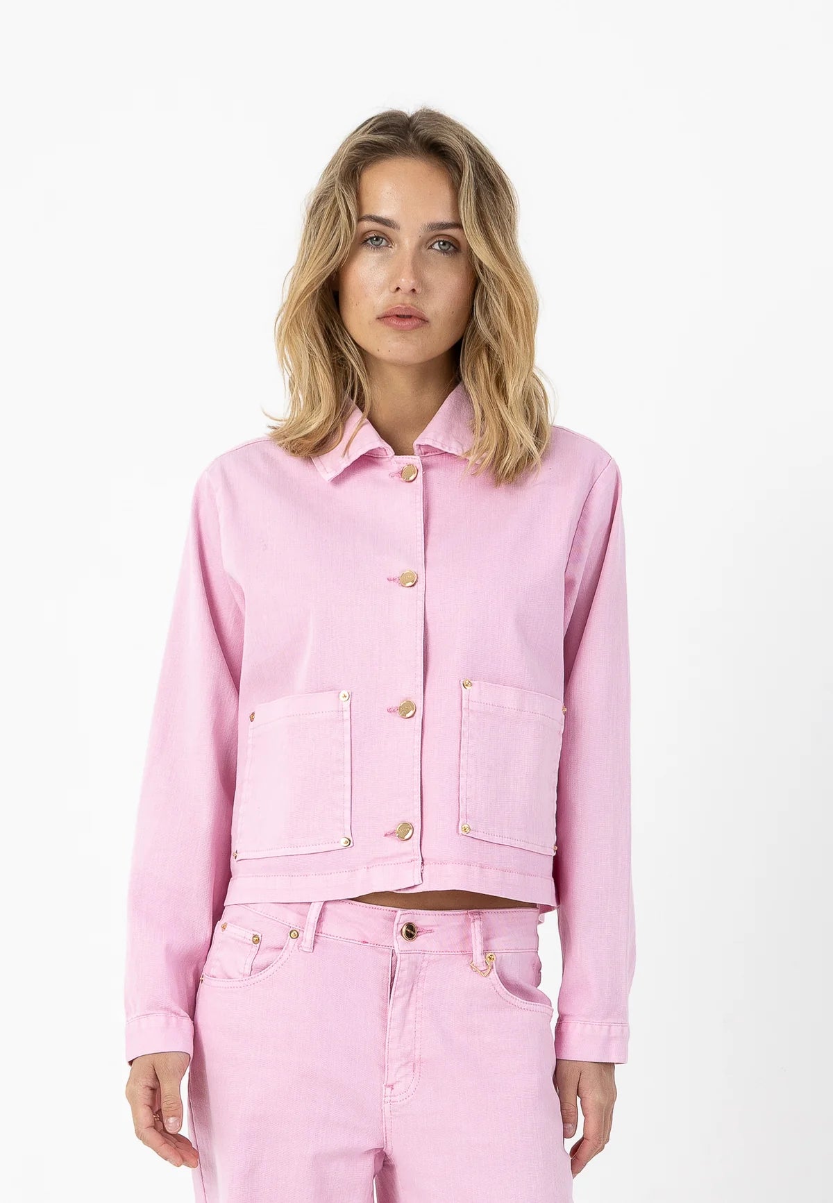 Coster Copenhagen Stretch Denim Jacket Bonbon Pink