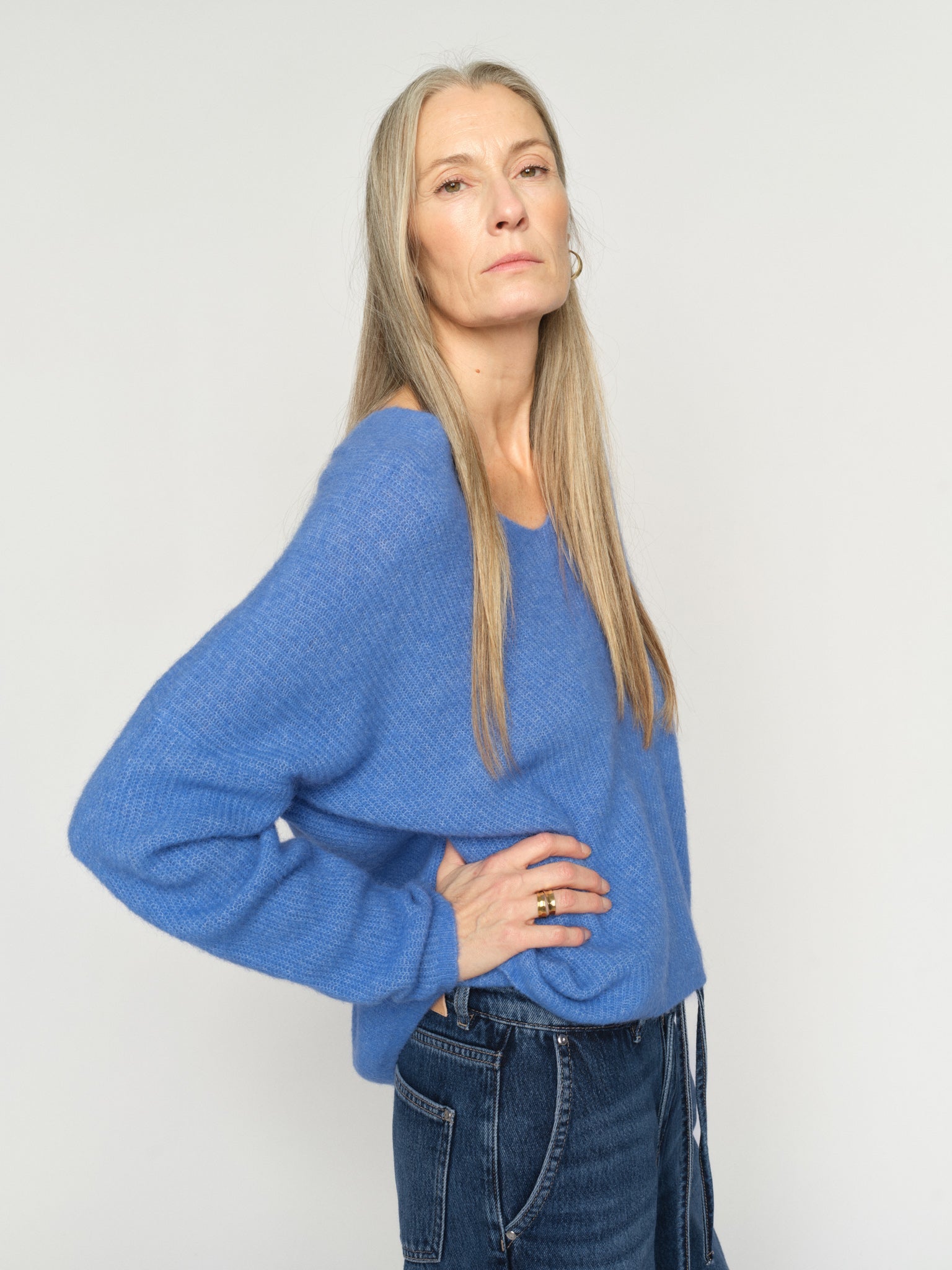 Mos Mosh Thora V-Neck Sweater Eventide