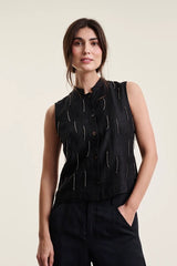 BITTE KAI RAND Waistcoat Airy Linen Black 15187