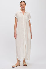 TRANSIT Long Straightline Linen Dress Grey