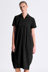 TRANSIT Stretch Poplin Bombeè Shape Dress Black