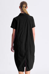 TRANSIT Stretch Poplin Bombeè Shape Dress Black