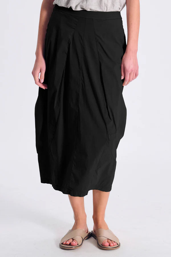 TRANSIT Stretch Poplin Bombeè Skirt Black