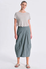 TRANSIT Stretch Poplin Bombeè Skirt Green