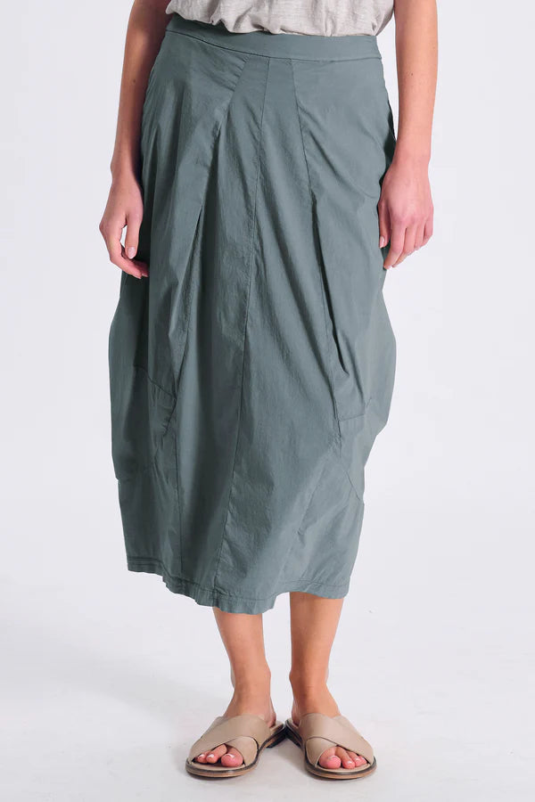 TRANSIT Stretch Poplin Bombeè Skirt Green
