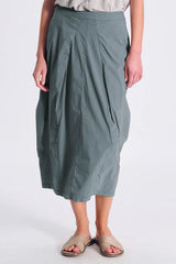 TRANSIT Stretch Poplin Bombeè Skirt Green