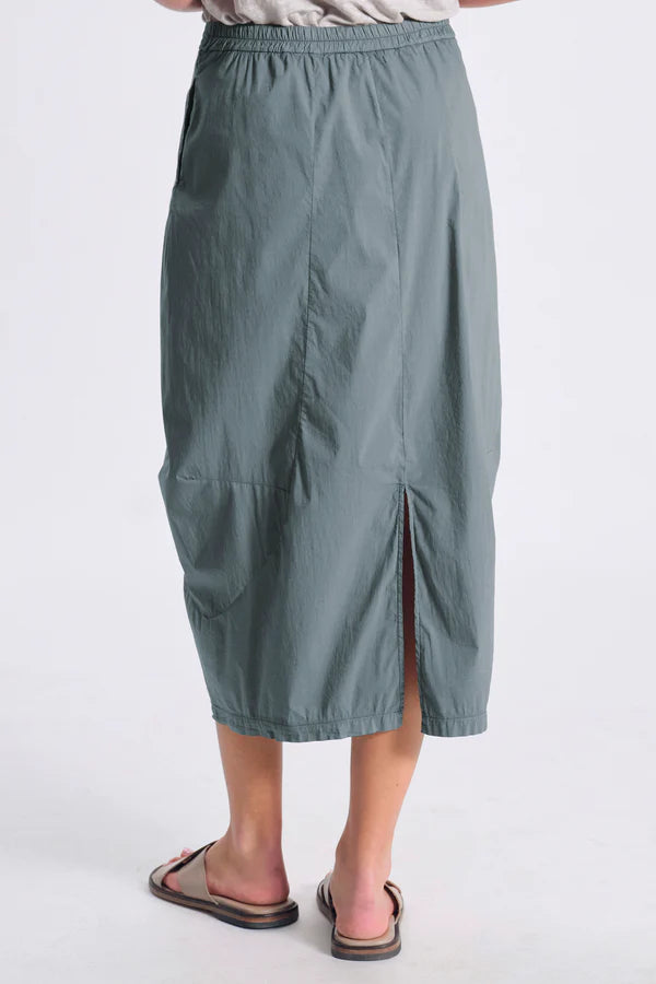 TRANSIT Stretch Poplin Bombeè Skirt Green