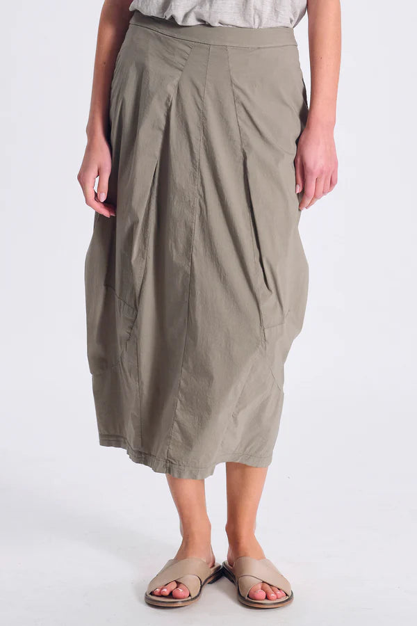 TRANSIT Stretch Poplin Bombeè Skirt Taupe