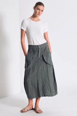 TRANSIT Bombeè Shape Linen Skirt Grey
