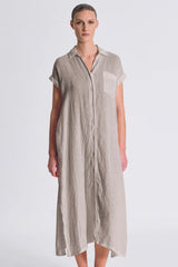 TRANSIT Long Straightline Linen Dress Grey