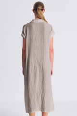 TRANSIT Long Straightline Linen Dress Grey