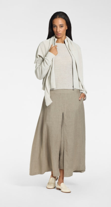 Sarah Pacini Linen Pants with Overlay Taupe 12.035.02