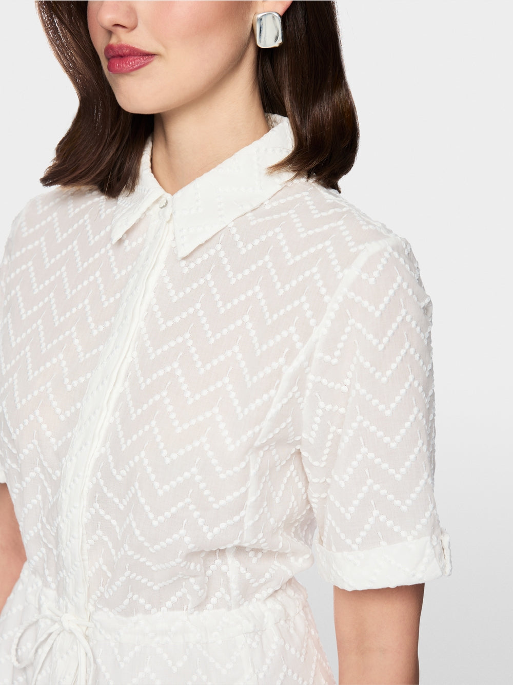 Marc Cain Calf Length Dress with Drawstring White AA21.06W04