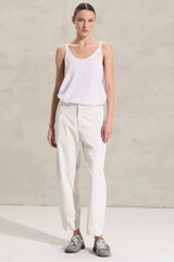 TRANSIT Comfort Fit Stretch Cotton & Tencel Pants Chalk CFDTRC0245