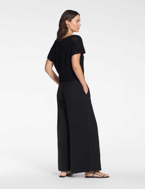 Sarah Pacini Boatneck Sweater Braided Knit Black 261.11.095