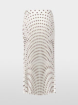 Marc Cain Maxi Pleated Skirt with Polka Dot Print Off White