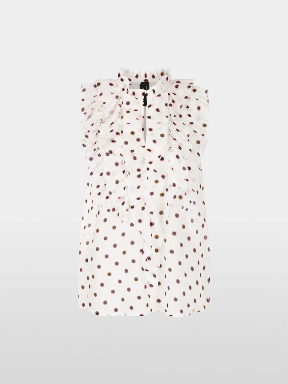 Marc Cain Ruffled Blouse with Polka Dots Off White