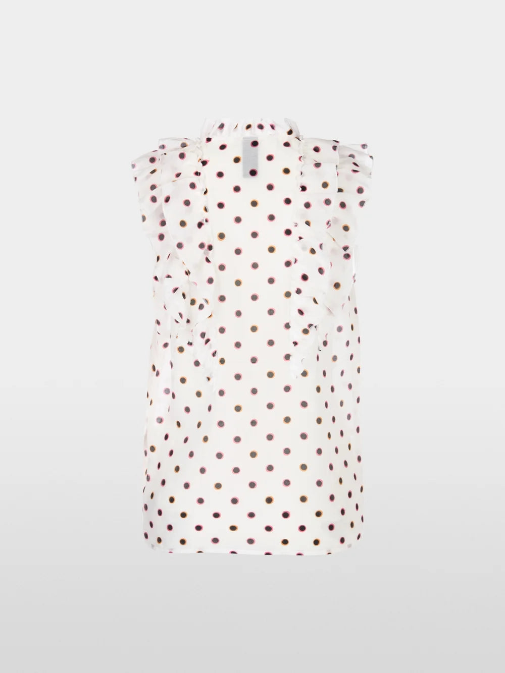 Marc Cain Ruffled Blouse with Polka Dots Off White