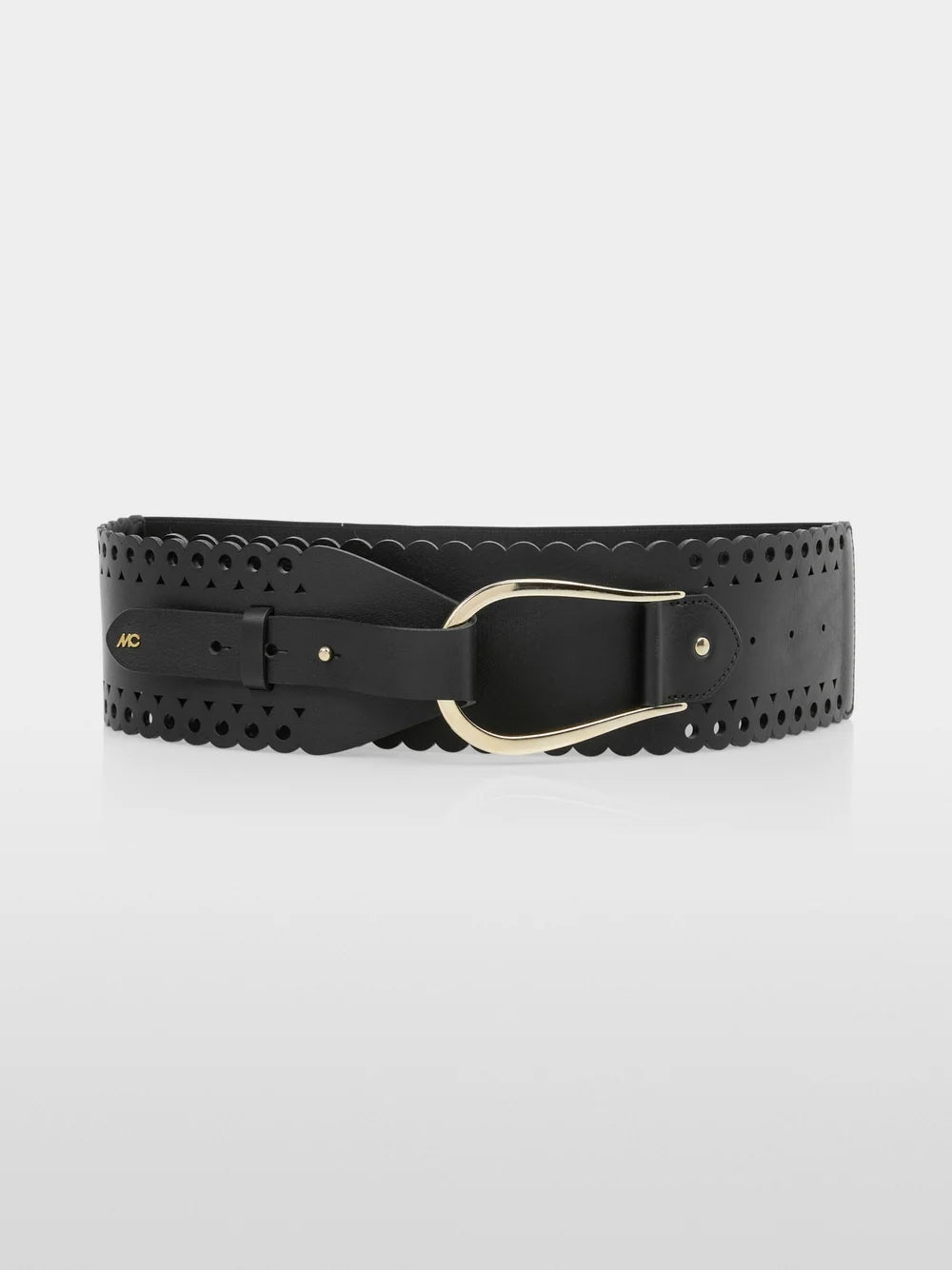 Marc Cain Leather Belt with Perforated Pattern Black