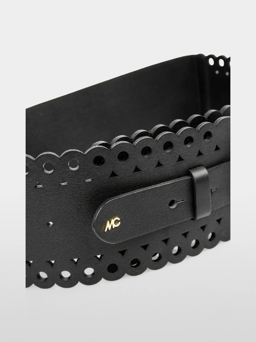 Marc Cain Leather Belt with Perforated Pattern Black