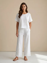 d.e.c.k. by Decollage Pleat Detail Pants White