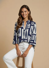 d.e.c.k. By Decollage Fish Print Blouse