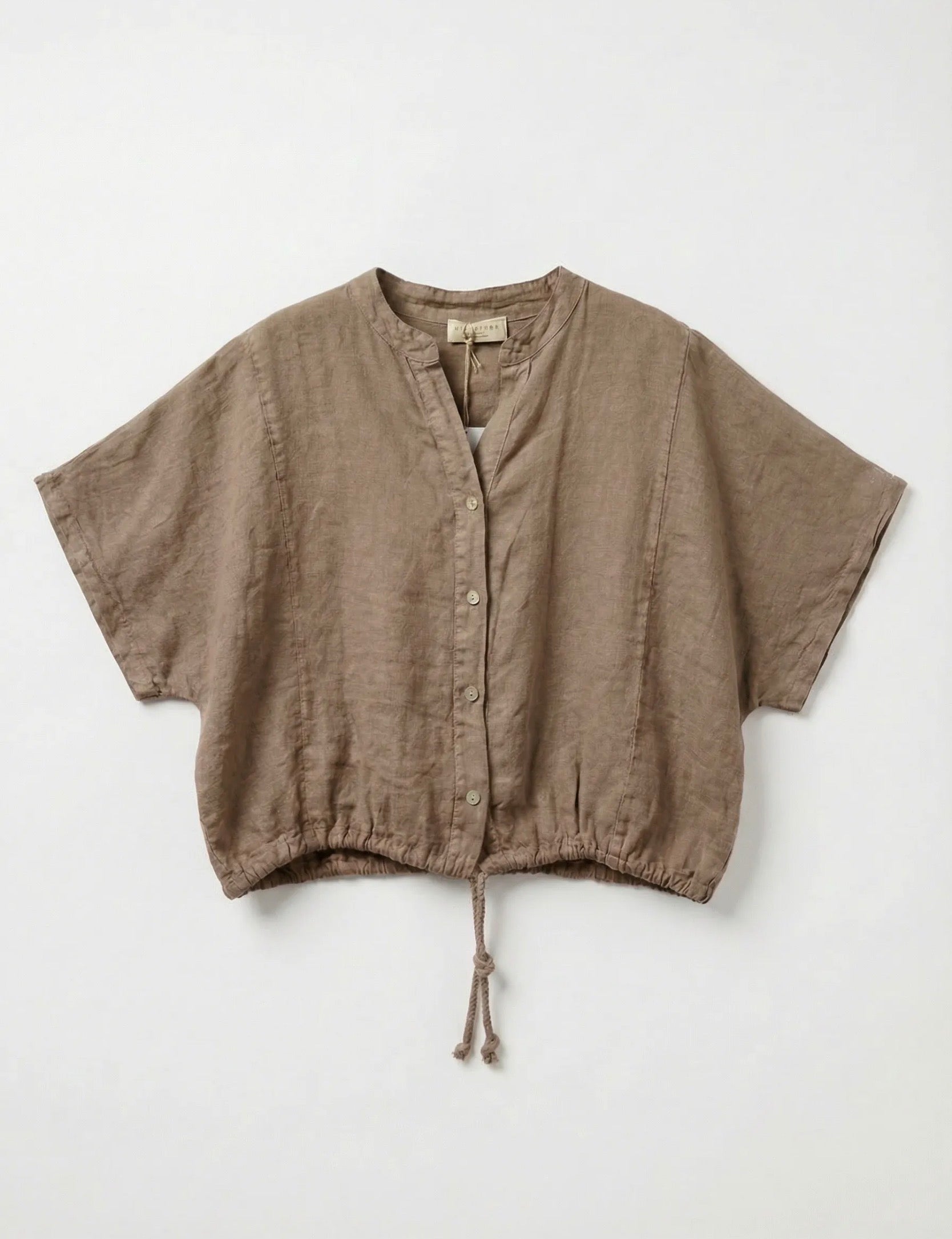 FROCKS SS Tie Linen Blouse Sesame