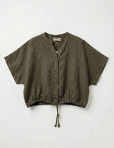 FROCKS SS Tie Linen Blouse Khaki