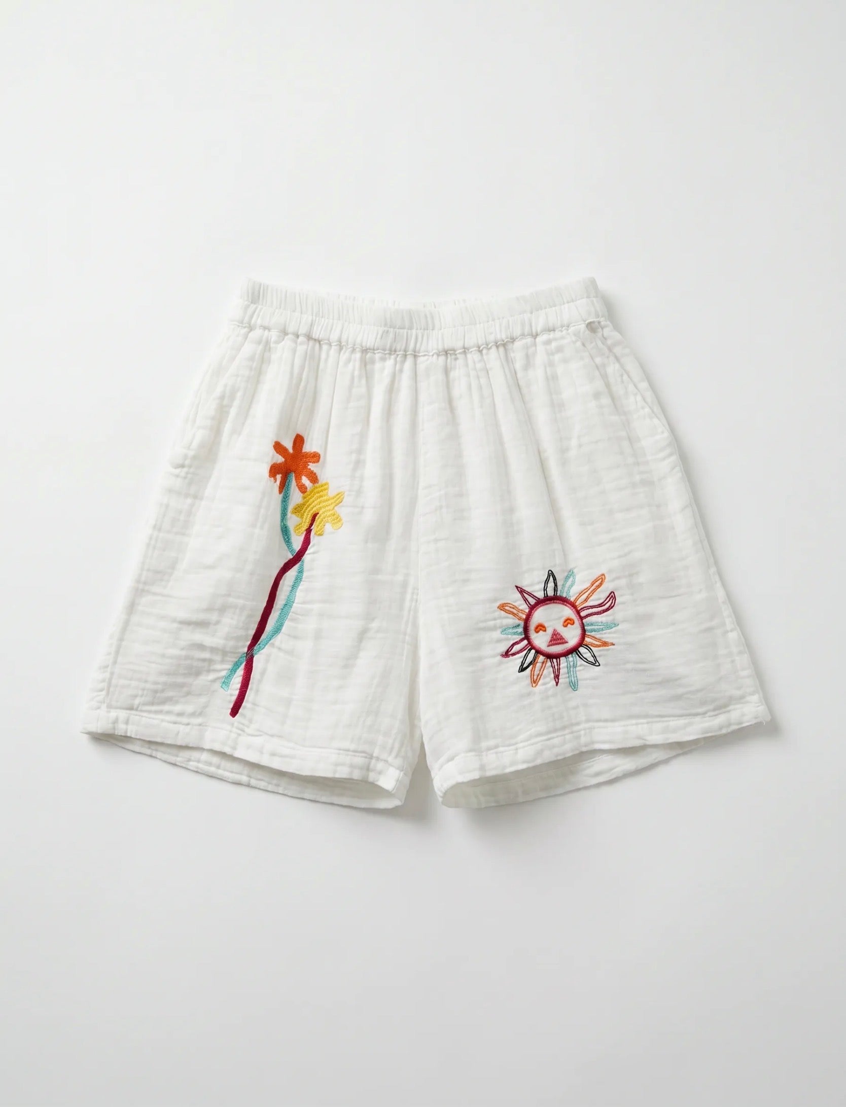 FROCKS Embroidered Cotton Shorts White